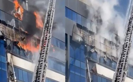 Kocaeli'de 7 katlı iş merkezinde yangın