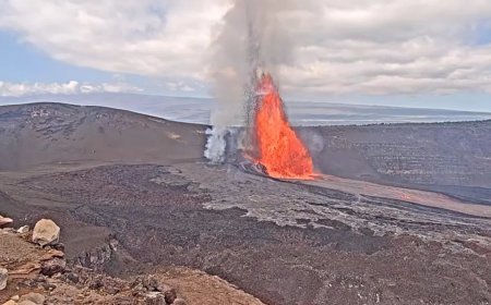 Hawaii'de volkan patladı, lavlar 350 metreye yükseldi