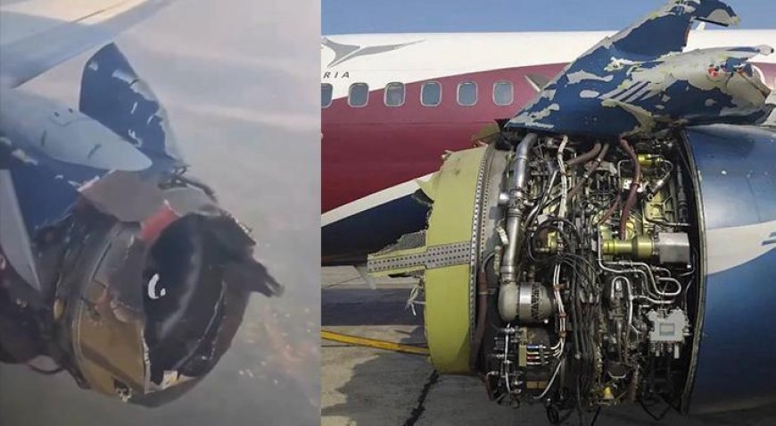 Havada korku dolu anlar! Uçağın motoru patladı, dehşet kameraya yansıdı