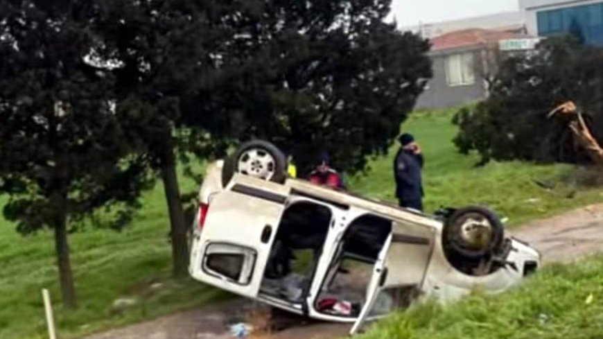 Takla atan otomobilde sürücü yaralandı