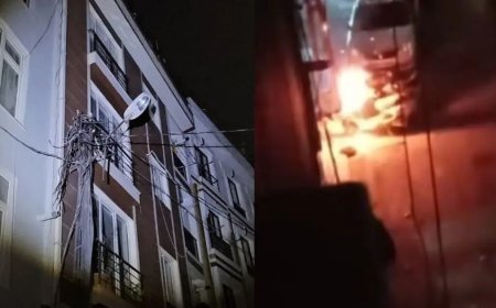 Şişli'deki elektrik direği patladı, 3 motora sıçradı