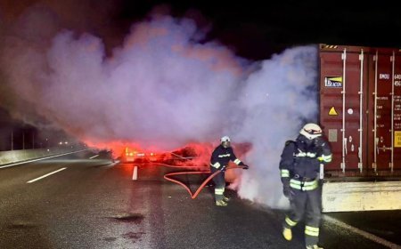 Hurda kağıt yüklü TIR’ın dorsesi yandı