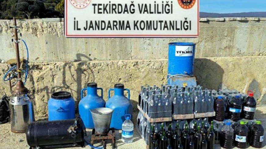 Tekirdağ'da çiftlik evinde silah, sahte içki, uyuşturucu ele geçirildi