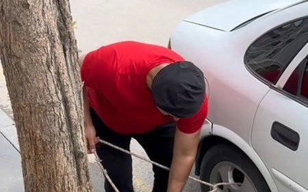 Tokat'ta vatandaşın taşkın önlemi: Aracını ağaca bağladı