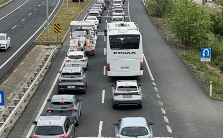 İstanbul-Tekirdağ kara yolunda trafik yoğunluğu