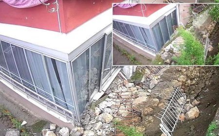 Görüntüler Amasya'dan! Duvarın yıkılma anı kamerada