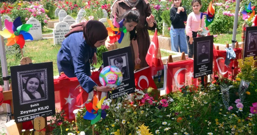 Kahramanmaraş'taki okul saldırısında hayatını kaybedenlerin aileleri mezarlıkta buluştu