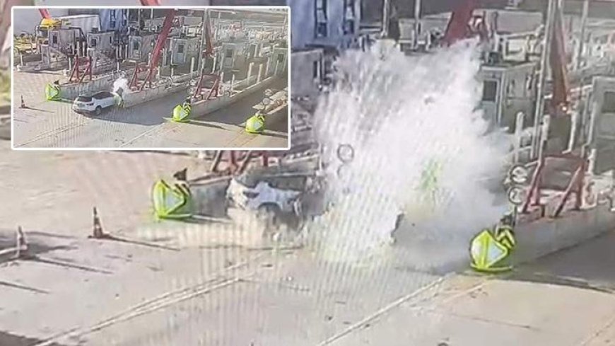 SON DAKİKA KAZA HABERLERİ: Tekirdağ'da korkunç kaza kamerada! Otoyol gişelerine çarpan otomobildeki karı-kocayı ölüm ayırdı