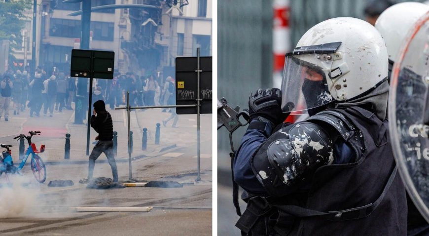 Avrupa'nın göbeğinde protestocular ile polis arasında çatışma! Belçika'da sokaklar karıştı