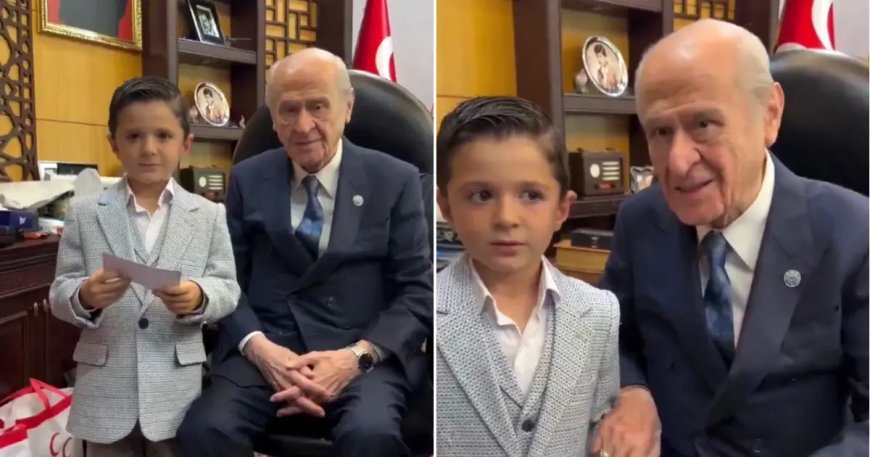 Bahçeli'yle küçük çocuk arasında güldüren diyalog. "Burayı değiştir"