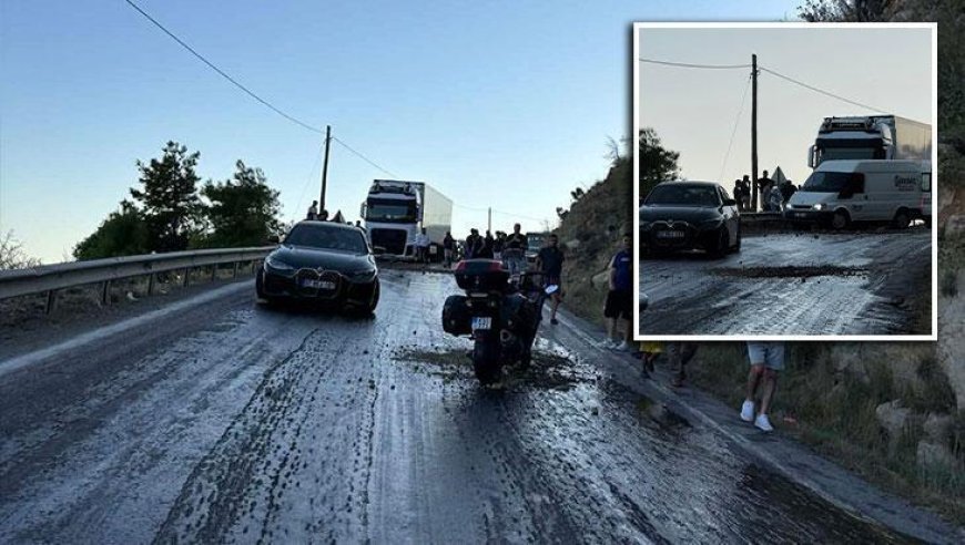 Yola akan mazot faciayı beraberinde getirdi! Zincirleme kazada 4 araç birbirine girdi