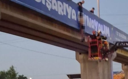 Kocaeli'de dehşete düşüren görüntü! Üst geçitte yarı çıplak halde asılı bulundu