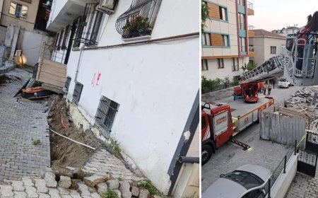 İstanbul'da binanın bahçesinde çökme: 29 kişi mahsur kaldı