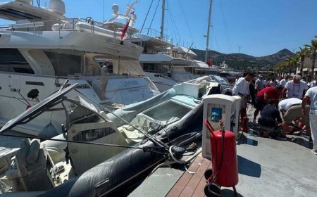 Bodrum'da marinaya demirli lastik botta patlama