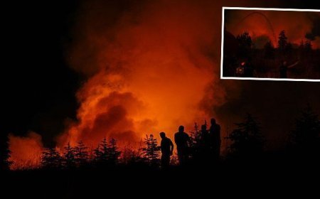 Ankara'da korkutan yangın! boş arazide yanan paletlere itfaiye müdahale ediyor