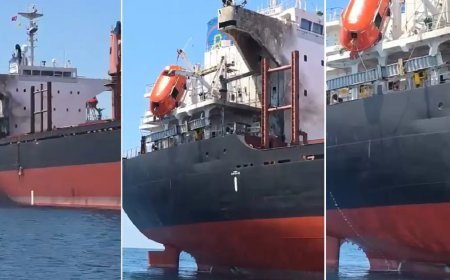 Rusya'da vurulan gemi İstanbul açıklarına demirledi