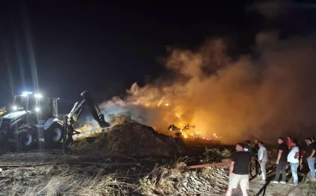 Tekirdağ'da 5 bin saman balyası yandı