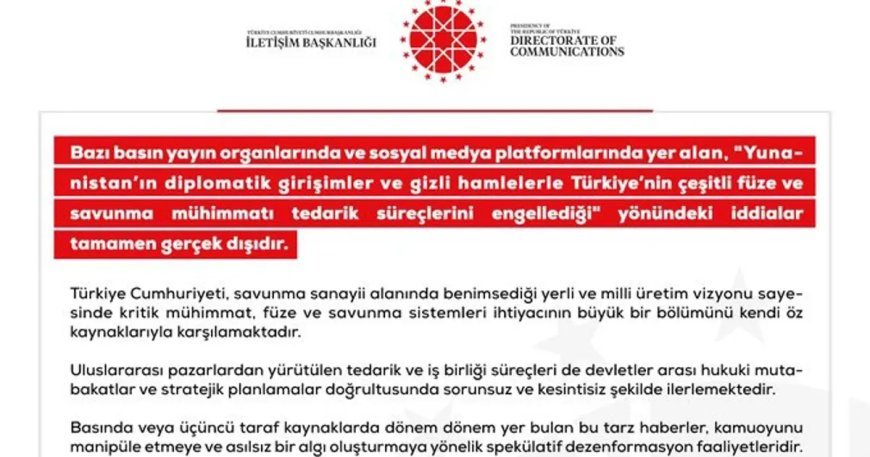 Dezenformasyonla Mücadele Merkezi, Türkiye'nin savunma tedarik süreçlerine ilişkin iddiaları yalanladı