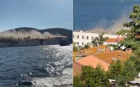 Heybeliada'da Deniz Harp Okulu'nun çatısında yangın! Çok sayıda itfaiye sevk edildi