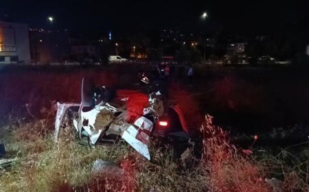 Bursa'da kontrolden çıkan otomobil araziye savrulup takla attı