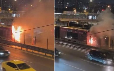 Kağıthane'de faciadan dönüldü! Seyir halindeki metrobüs alev aldı; yolcular tahliye edildi