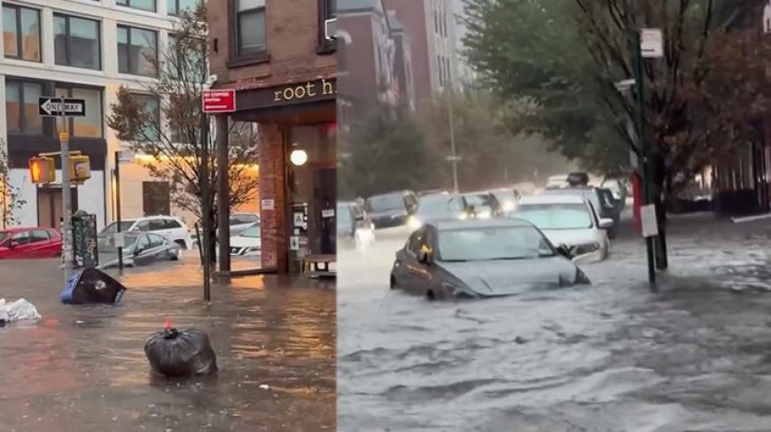 New York’u sağanak vurdu! Sokaklar göle döndü, metro istasyonlarını su bastı