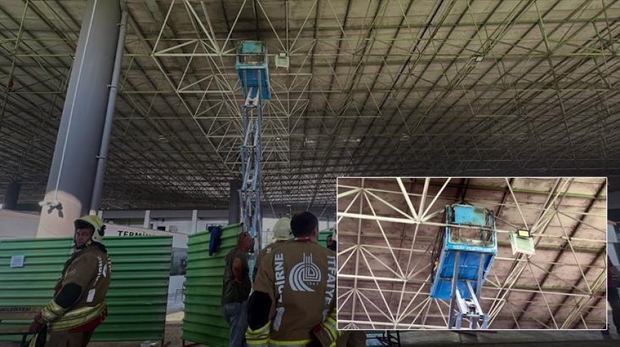 Edirne Otogarı'nda can pazarı! İnşatta sepetli vinç alev aldı; 2 işçi yaralı