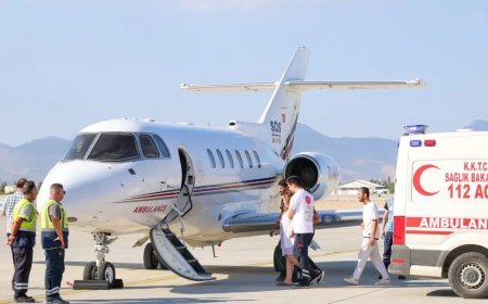 Girne'deki gemi kazasından kurtarılan hamile kadın ambulans uçakla Kocaeli'ye nakledildi