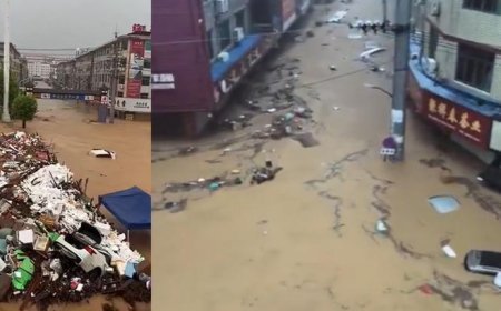 Çin'i tayfun vurdu! Hayat durma noktasına geldi, araçlar sürüklendi