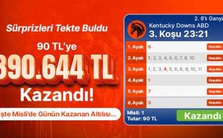 Sürprizleri Tekte Buldu 90 TL’ye 390.644 TL Kazandı! İşte Misli’de Günün Kazanan Altılısı…