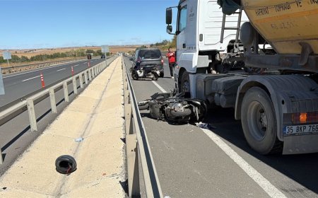 Hafriyat kamyonuyla çarpışan motosikletin sürücüsü yaralandı