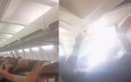 Yolcu uçağında korkunç anlar kamerada! Kabinin tavanı böyle çöktü