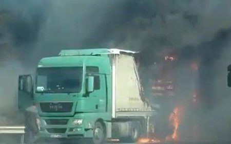 TEM Otoyolu'nda TIR yangını. Trafik normale döndü