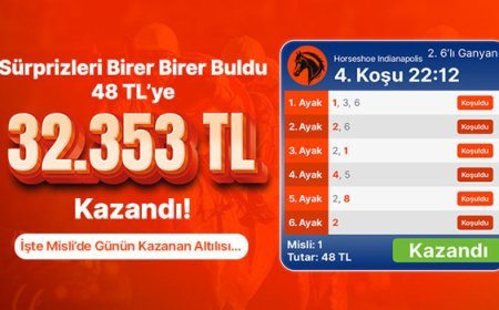 Sürprizleri Birer Birer Buldu 48 TL’ye 32.353 TL Kazandı! İşte Misli’de Günün Kazanan Altılısı…