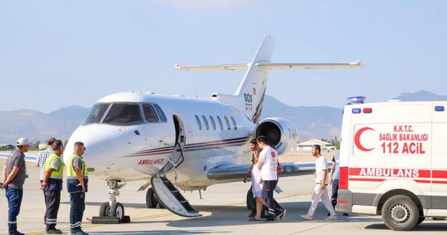 Girne'deki gemi kazasından kurtarılan hamile kadın ambulans uçakla Kocaeli'ye nakledildi