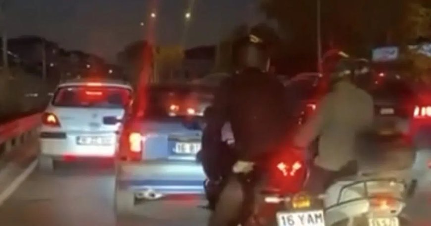 Yol vermeyen otomobil sürücüsünün etrafını sardılar