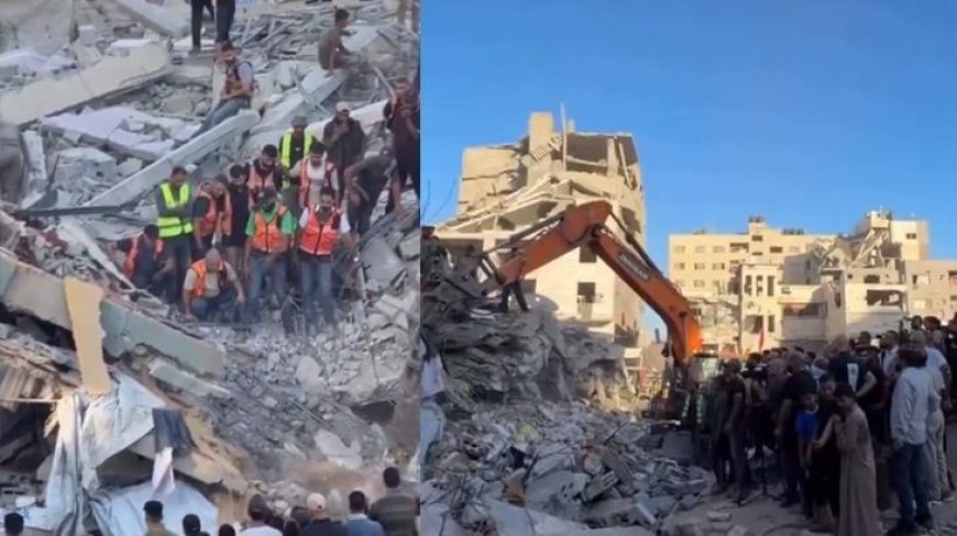 Gazze'de İsrail saldırısında hasar gören bina çöktü! Can kaybı ve yaralılar var