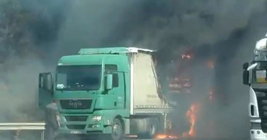 TEM Otoyolu'nda TIR yangını. Trafik normale döndü