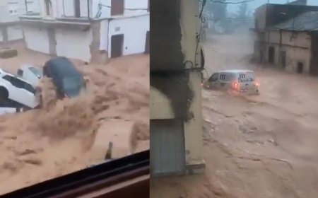 İspanya'da sel felaketi! Araçlar sürüklendi, 90 kişi mahsur kaldı