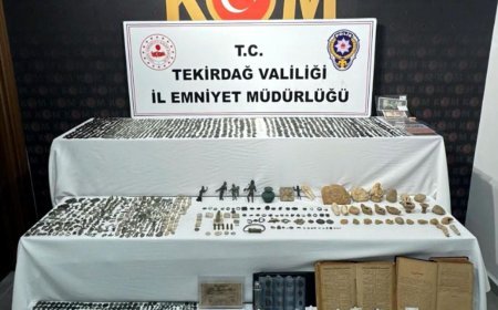 Tekirdağ'da çok sayıda tarihi eser niteliğinde obje ve materyal ele geçirildi