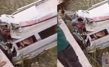Hindistan'da hacıları taşıyan otobüs kanala düştü! Can kaybı ve yaralılar var