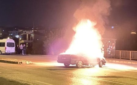 Düzce’de otomobil bir anda alev aldı