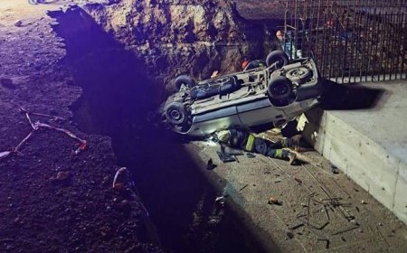 Eskişehir'de feci kaza: Yol çalışması çukuruna düşen araçta 1 ölü, 5 yaralı