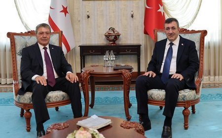 Cumhurbaşkanı Yardımcısı Yılmaz, KKTC Başbakanı Üstel ile görüştü
