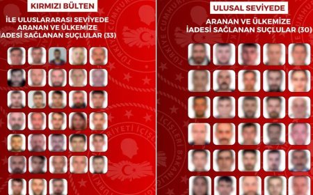 Uluslararası ve ulusal düzeyde aranan 63 suçlu Türkiye'ye iade edildi