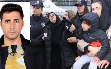Şehit polise acı veda! Eşi ve annesi tabuta sarılarak gözyaşlarına boğuldu