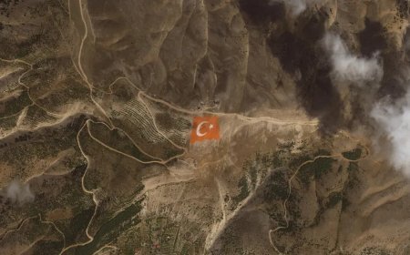 GÖKTÜRK objektifinden Anadolu. Dağlara işlenen Türk bayrakları ve Atatürk portresi görüntüleri