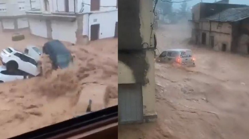 İspanya'da sel felaketi! Araçlar sürüklendi, 90 kişi mahsur kaldı