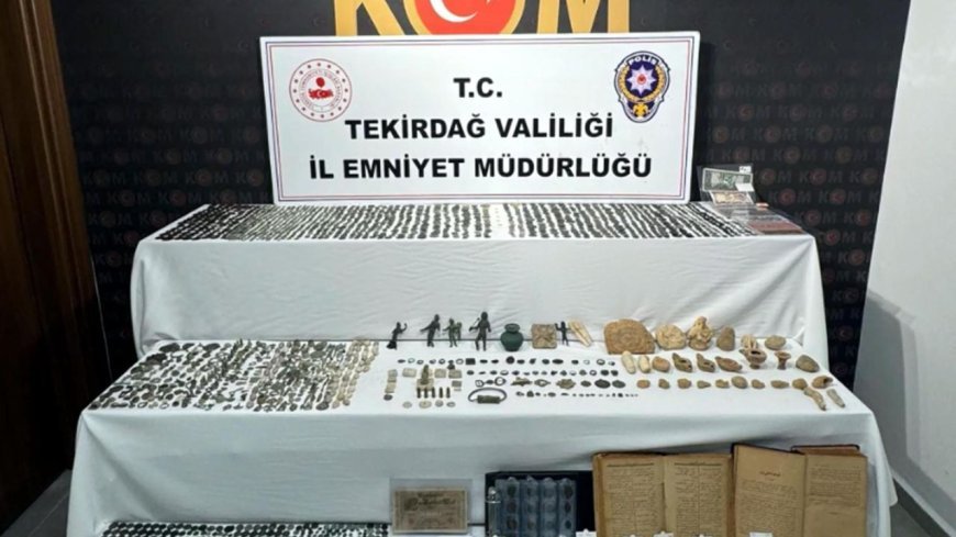 Tekirdağ'da çok sayıda tarihi eser niteliğinde obje ve materyal ele geçirildi