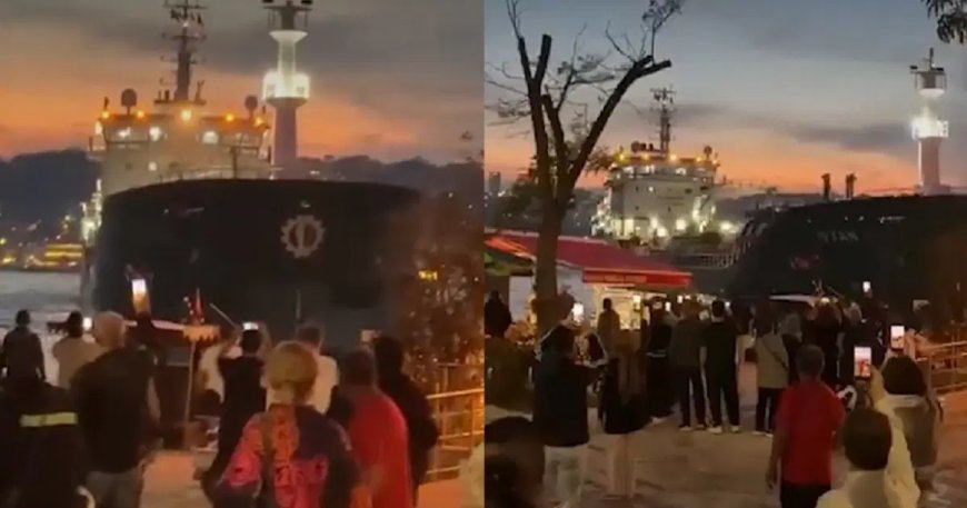 İstanbul Boğazı'nda gemi arızası. Kıyıya metreler kala durabildi